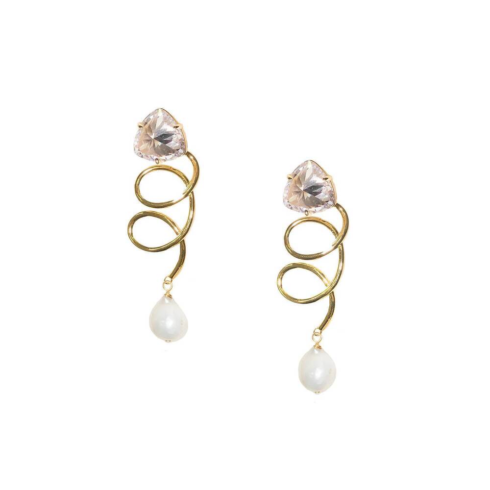 NEW ADRIANA PAPPAS women's crystal twist earrings in gold